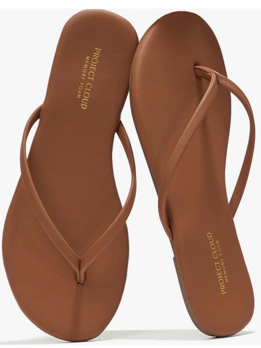 Project Cloud Women’s Brown Memory Foam Flip Flop Sandals NWOT